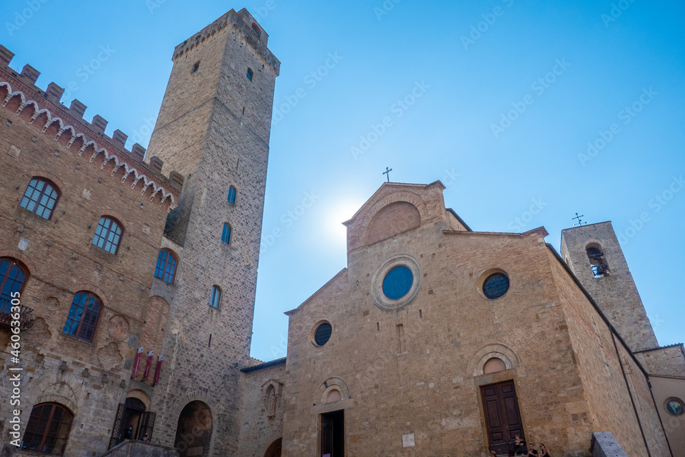 San Gimignano, Tuscany, Italy - 2021.09.01 - Buildings of little town of San Gimignano, Tuscany, Italy