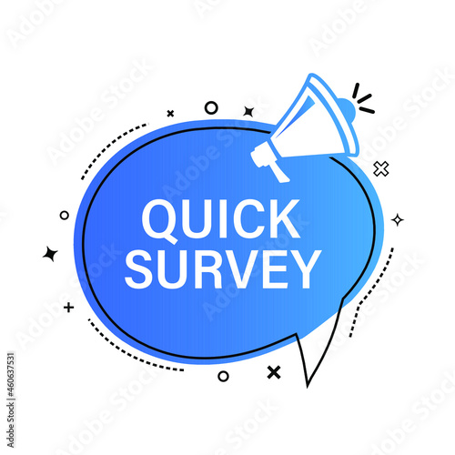 Hand Holding Megaphone with quick survey. Megaphone banner. Web design. Vector stock illustration.