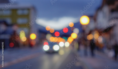Defocused of twinkling lights on the street