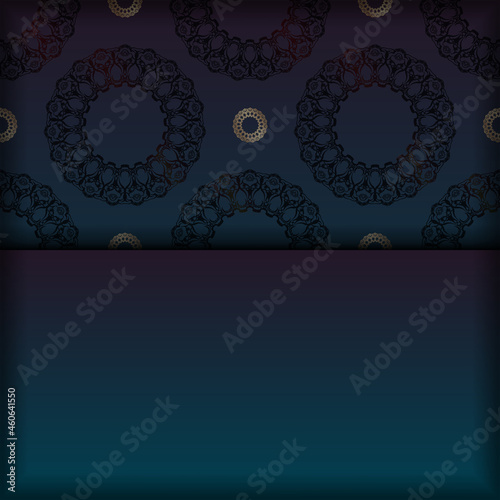 Greeting Flyer template with gradient blue color with greek gold pattern prepared for printing.