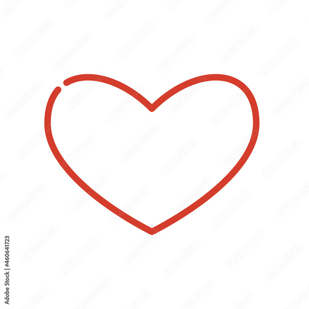 Linear red shape heart with line break on white background. Modern illustration for celebration, romance template. Simple object in flat line art, great design for any purposes Linear red shape heart with line break on white background. Modern illustration for celebration, romance template. Simple object in flat line art, great design for any purposes