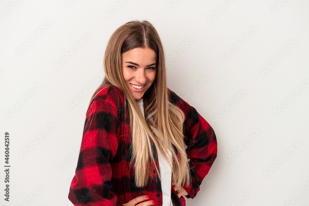 Young Russian woman isolated on white background feeling energetic and comfortable, rubbing hands confident. Young Russian woman isolated on white background feeling energetic and comfortable, rubbing hands confident.