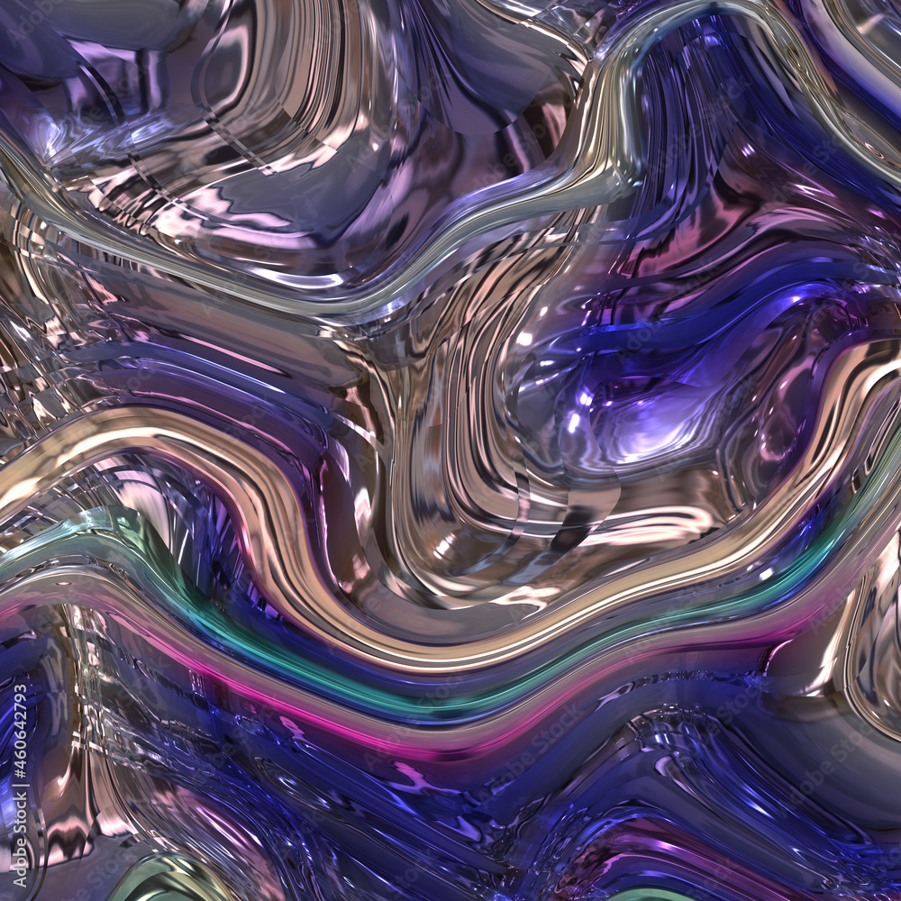 Blue and purple mirror waves. Abstract backdrop with blue-purple mirror waves, 3d render illustration. Beautiful shiny background. Blue and purple mirror waves. Abstract backdrop with blue-purple mirror waves, 3d render illustration. Beautiful shiny background.