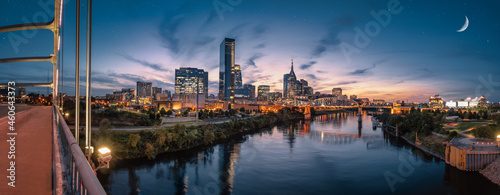 Nashville skyline during blue hour with river front © jdross75