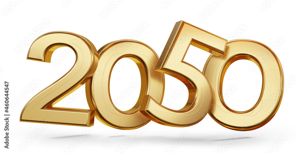 2050 golden symbol bold letters isolated on white 3d-illustration 2050 golden symbol bold letters isolated on white 3d-illustration