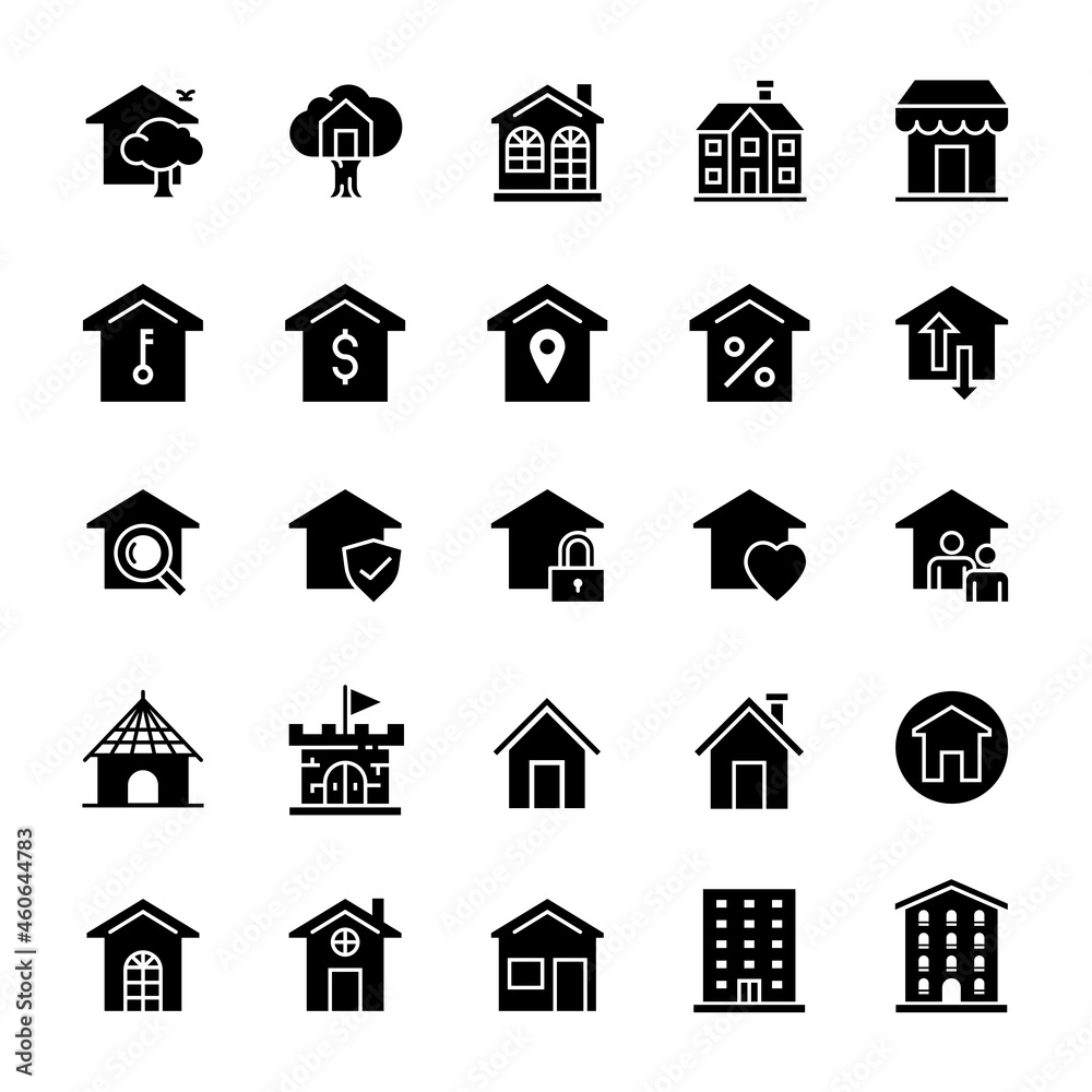 Home. house, residence, icons, vector illustration.
