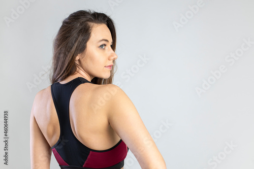 Back view portrait of a fitness woman