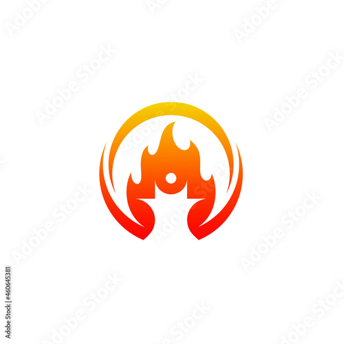 Fire Burning Logo Design, Vector Human Templates People, Circle Ring Symbols, Health Leader Styles 