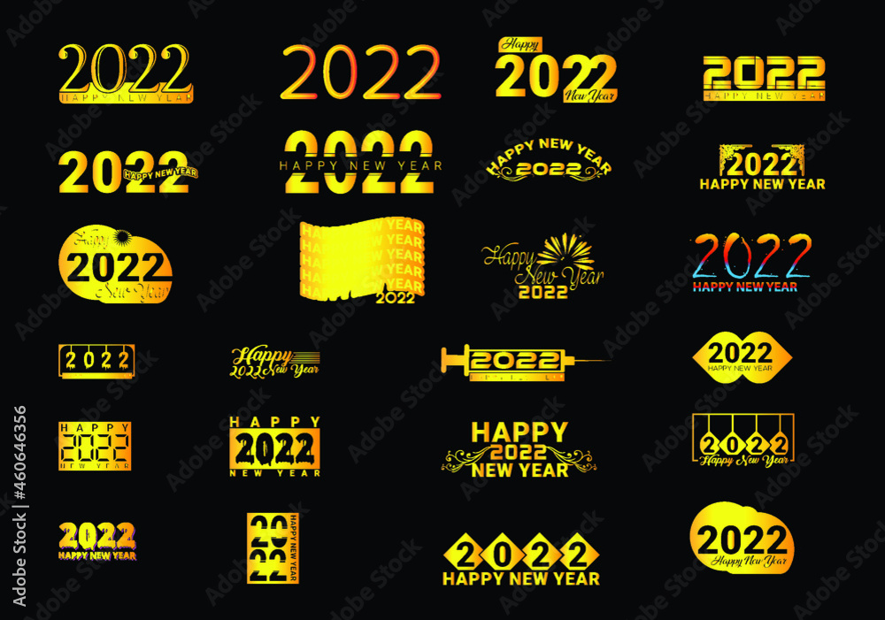 Naklejka premium 2022 Happy New Year Text Logo Design Bundle