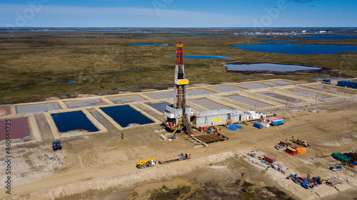 Drilling rig from above by drone