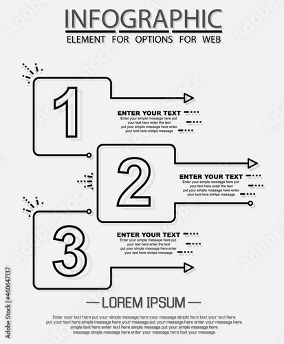 Infographic of three simple style options in black and white tenth edition