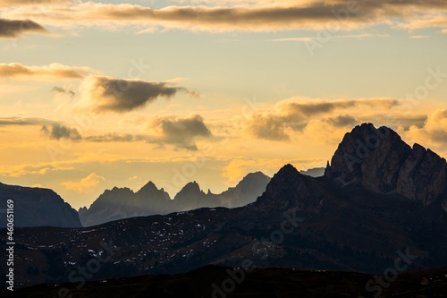 Sunset in Dolomites mountains  Alps  northern Italy