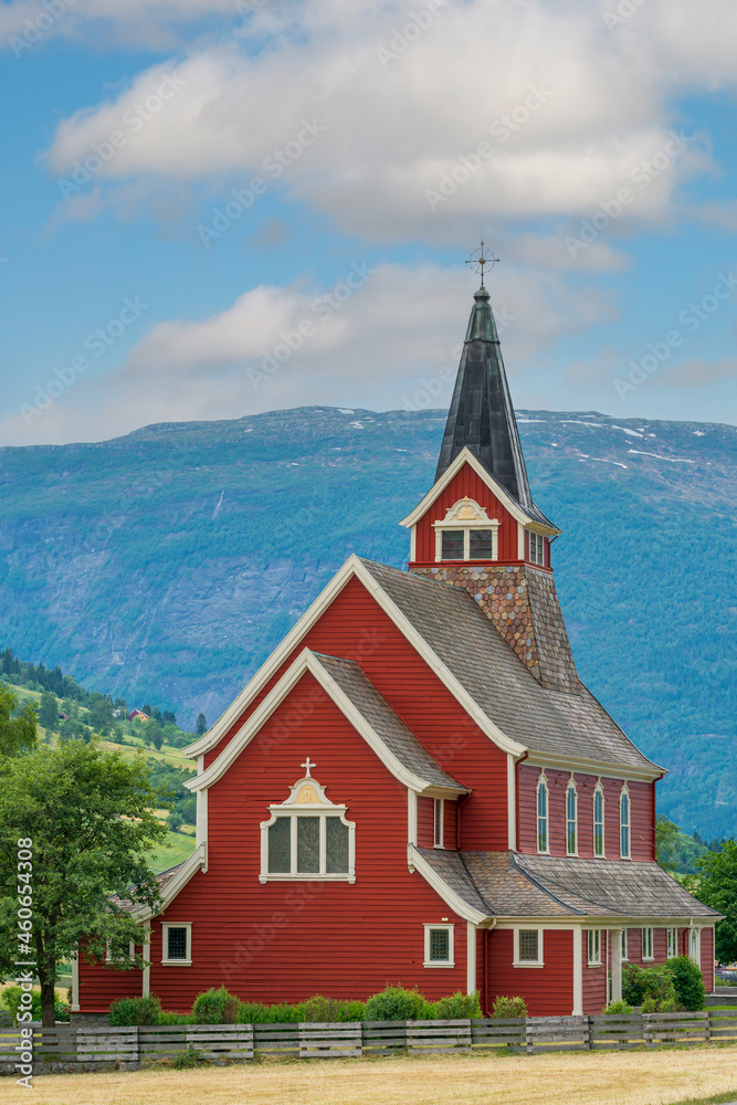 Red old church in Norway.