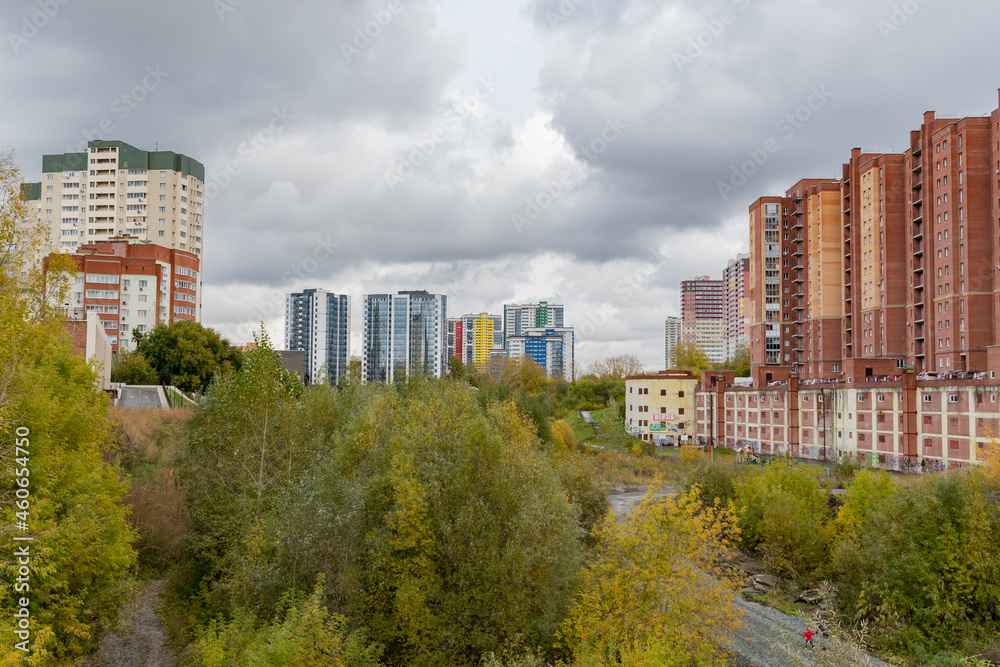NOVOSIBIRSK, RUSSIA-03 October 2021: Autumn city view NOVOSIBIRSK, RUSSIA-03 October 2021: Autumn city view