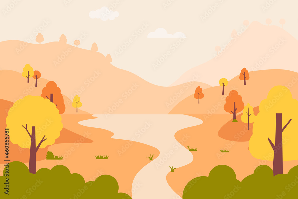 Autumn background with flat style. Vector.
