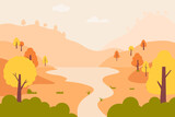 Autumn background with flat style. Vector.