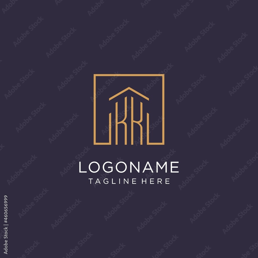 KK initial square logo design, modern and luxury real estate logo style ...