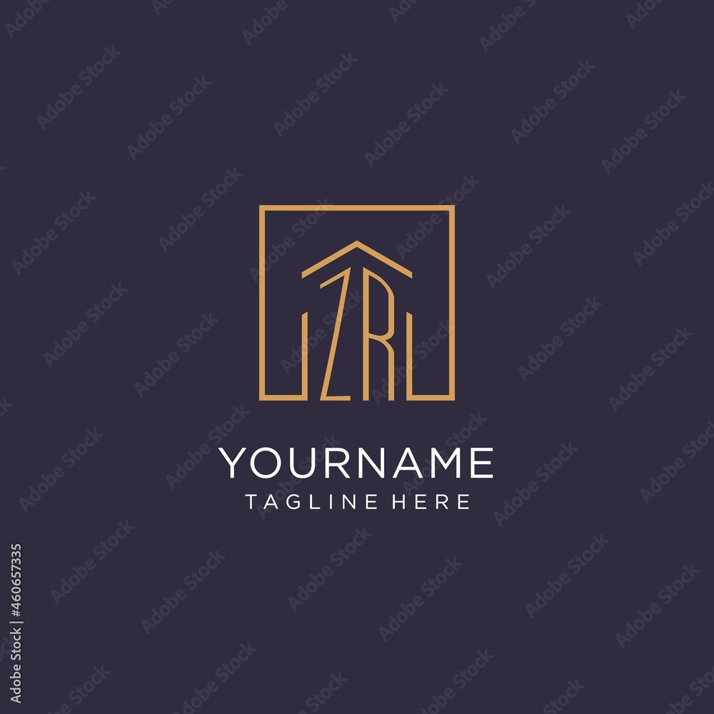 ZR initial square logo design, modern and luxury real estate logo style ...