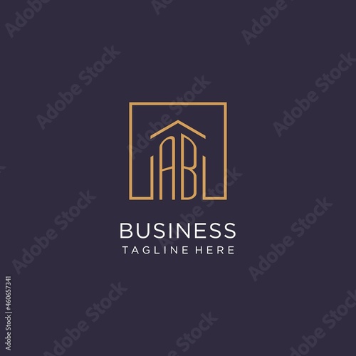 AB initial square logo design, modern and luxury real estate logo style