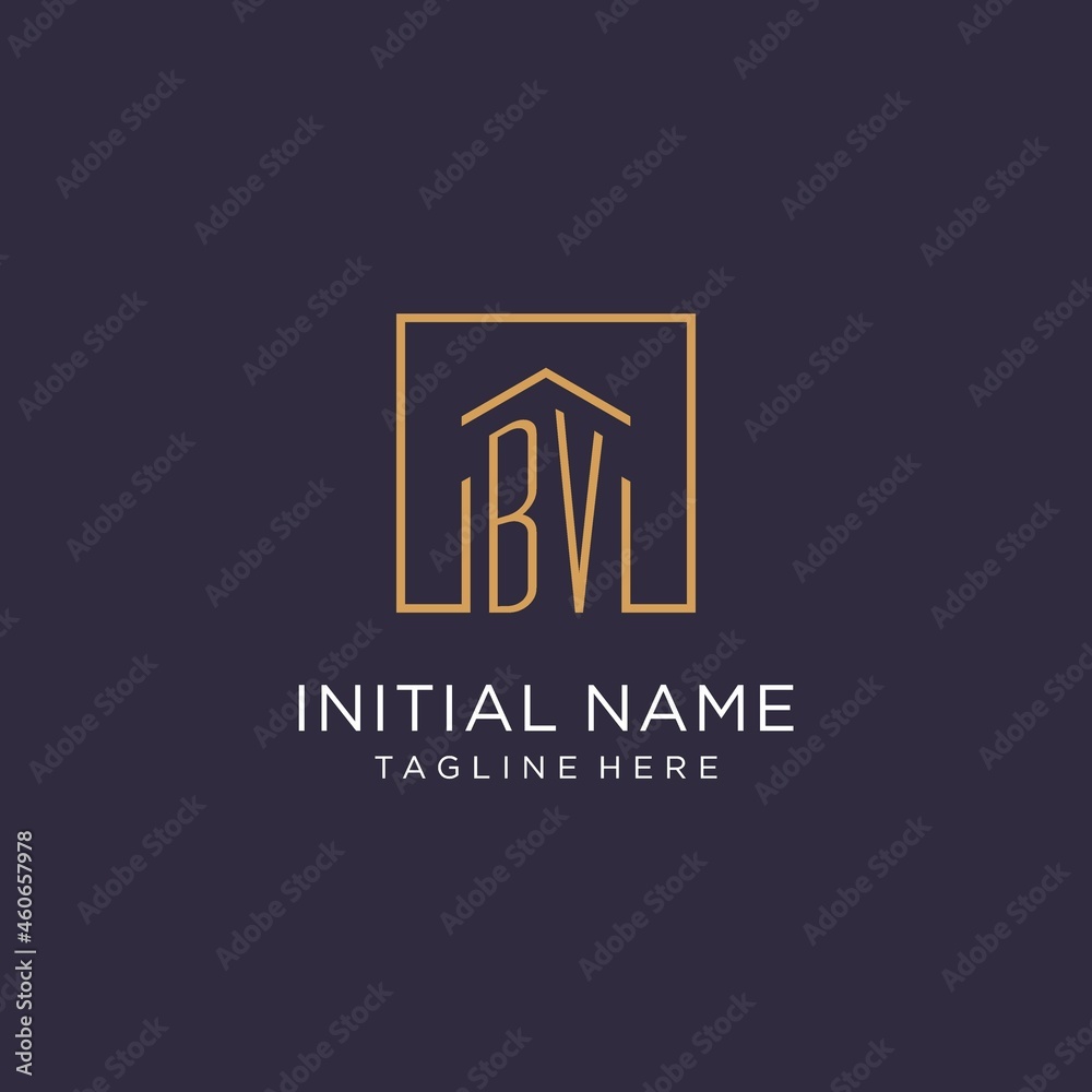 BV initial square logo design, modern and luxury real estate logo style ...