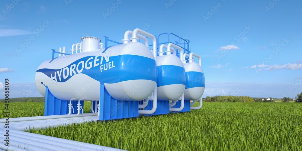 Hydrogen storage tanks.  - obrazy, fototapety, plakaty 