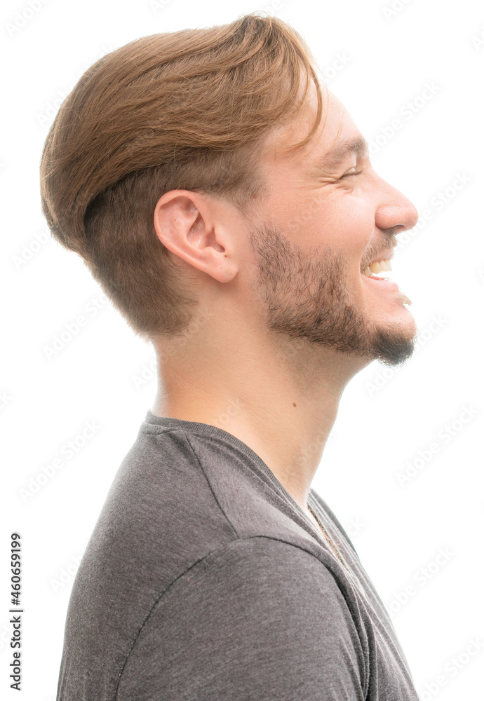 A profile portrait of young attractive man. Isolated on white background A profile portrait of young attractive man. Isolated on white background