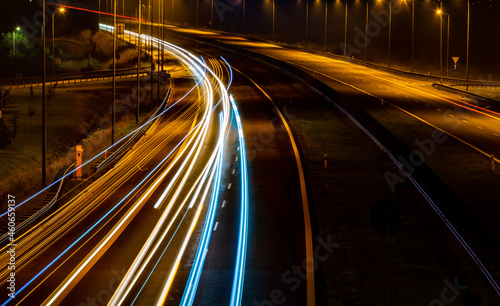 lights of cars with night. long exposure