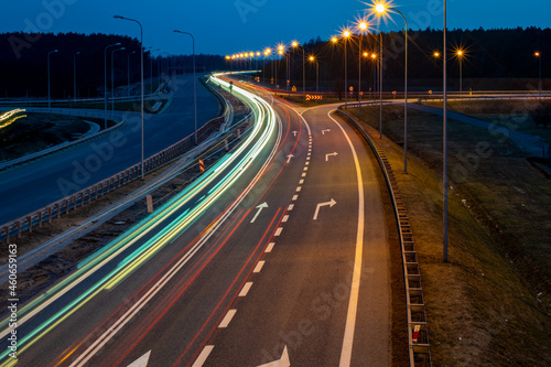 lights of cars with night. long exposure