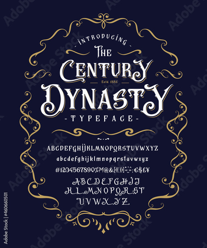 Font The Century Dynasty. Vintage design for logo