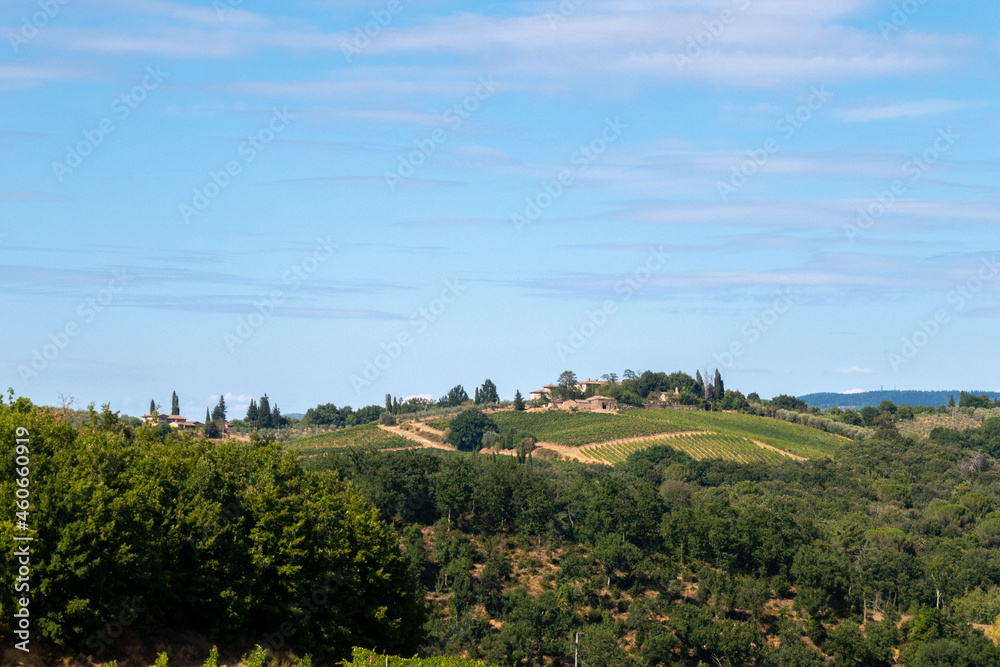 Obraz premium Little medieval town of Monteriggioni, Tuscany, along via Francigena