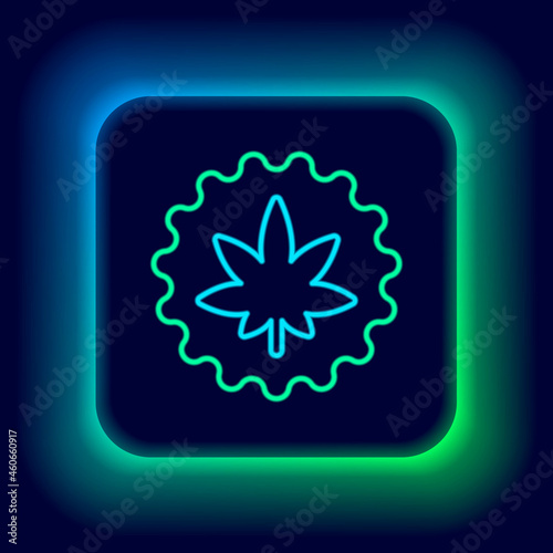 Glowing neon line Medical marijuana or cannabis leaf icon isolated on black background. Hemp symbol. Colorful outline concept. Vector