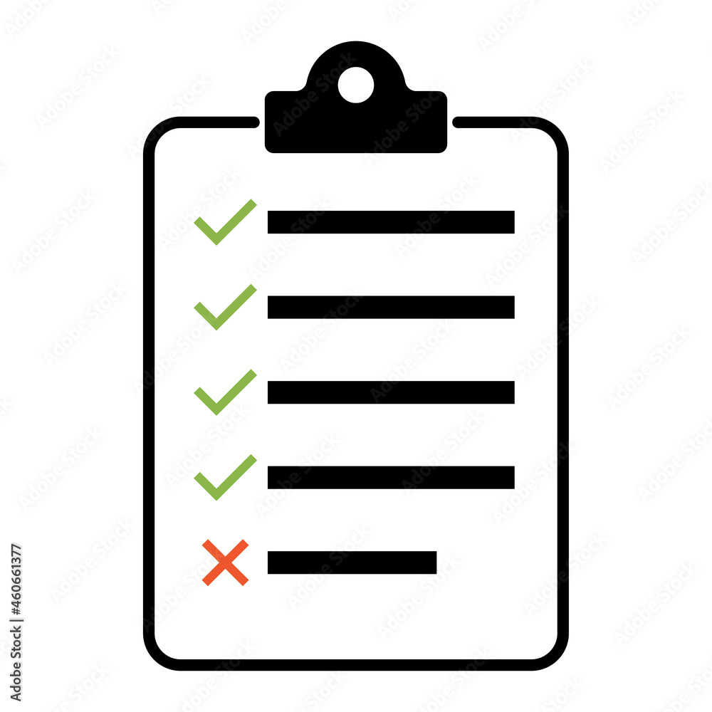 Check list , checklist flat web icon isolated on white background. Mark symbol, document report test, vector illustration Check list , checklist flat web icon isolated on white background. Mark symbol, document report test, vector illustration