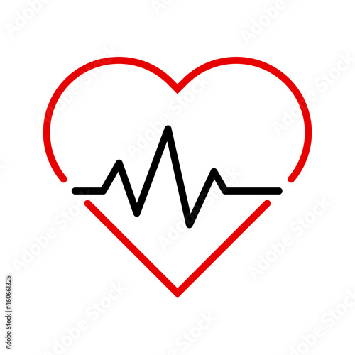 Hearth beat line icon, health medical heartbeat symbol isolated on white background, hospital logo, vector illustration