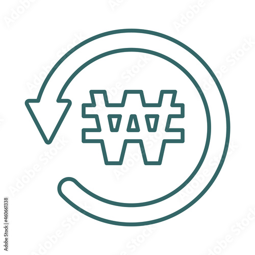 Chargeback won icon symbol, return south korea money isolated on white background