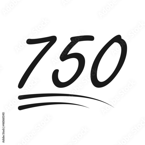 Congratulation number lettering, 750 celebrate follower icon, web online post vector illustration
