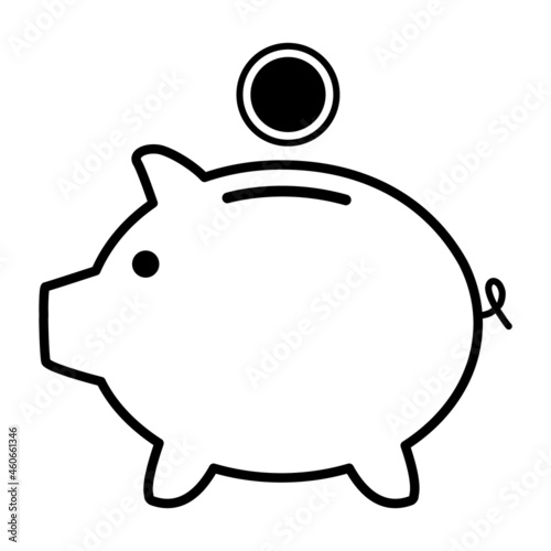 Piggy bank flat icon, sign vector with empty web symbol. Money income, economic graphic button