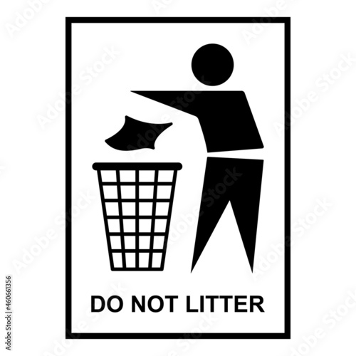 Do not litter flat icon isolated on white background. Keep it clean vector illustration. Tidy symbol