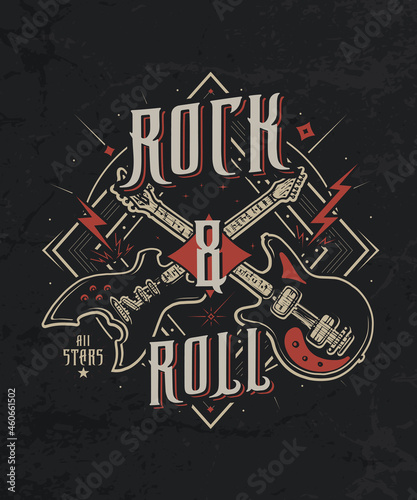 Vintage design of print Rock and roll