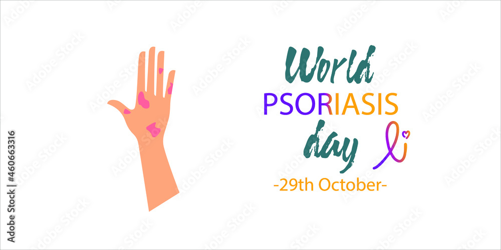World Psoriasis Day (October 29) concept with purple and orange awareness ribbon. Colorful vector illustration for web and printing.
