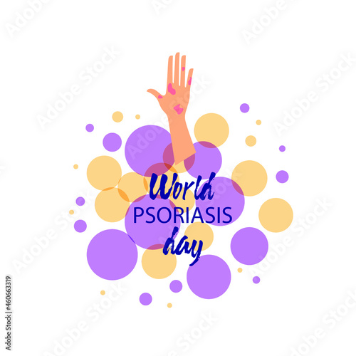 World Psoriasis Day (October 29) concept with purple and orange awareness ribbon. Colorful vector illustration for web and printing.