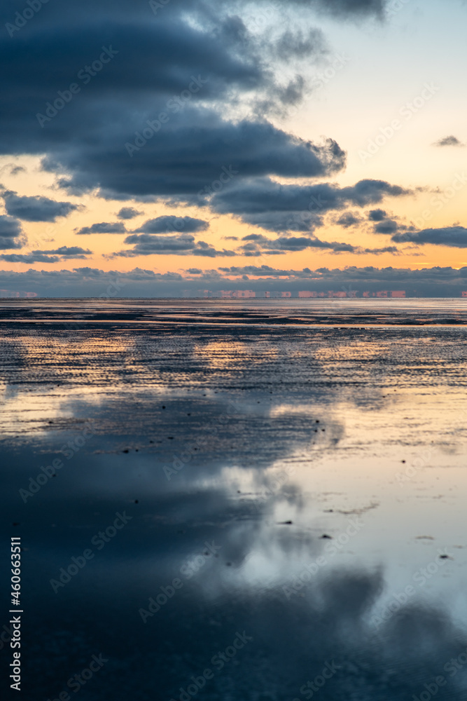 Beach Sunset Sonnenuntergang satter reflection  Cuxhaven Strand Wattenmeer