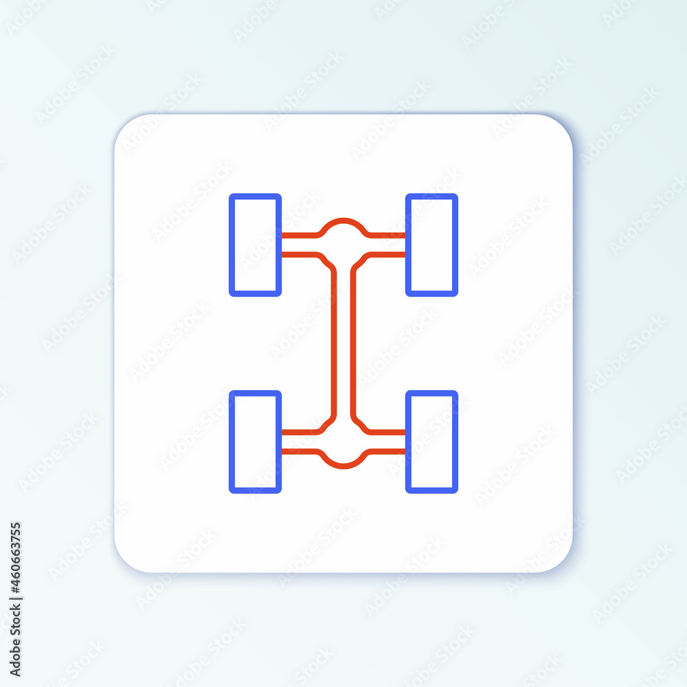 Line Chassis car icon isolated on white background. Colorful outline concept. Vector Line Chassis car icon isolated on white background. Colorful outline concept. Vector
