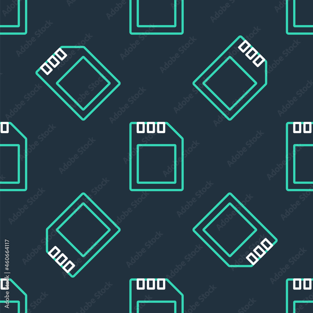 Line SD card icon isolated seamless pattern on black background. Memory card. Adapter icon. Vector Line SD card icon isolated seamless pattern on black background. Memory card. Adapter icon. Vector