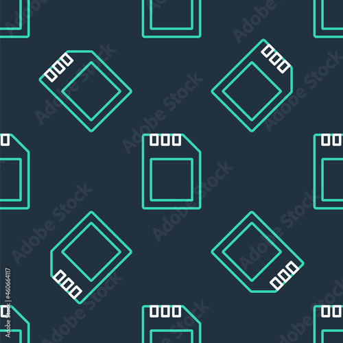 Line SD card icon isolated seamless pattern on black background. Memory card. Adapter icon. Vector © vector_v