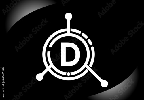 Letter D with technology logo vector icon symbol. Suitable for technology, Internet, computer, and data related business.