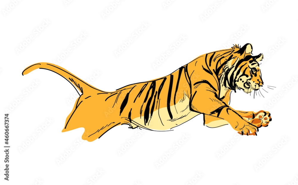 Tiger vector. The symbol of the new year is 2022, 2034, 2046, 2058