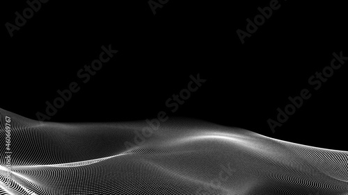 Fototapeta Naklejka Na Ścianę i Meble -  Dot white black wave technology texture background. Abstract big data digital concept. 3d rendering.