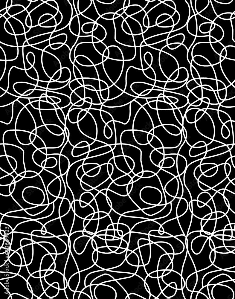 Seamless chaotic line pattern, modern print.