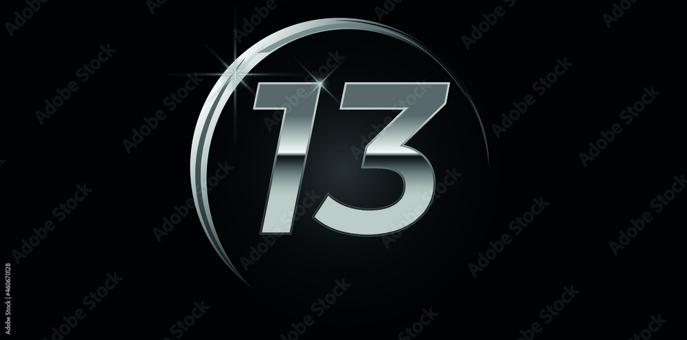 Vecteur Stock Chrome vector number 13. Logo for birthday, celebrations ...