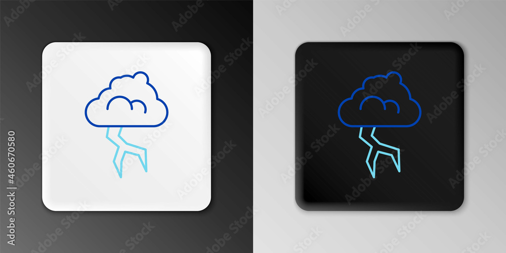 Line Storm icon isolated on grey background. Cloud and lightning sign. Weather icon of storm. Colorful outline concept. Vector Line Storm icon isolated on grey background. Cloud and lightning sign. Weather icon of storm. Colorful outline concept. Vector